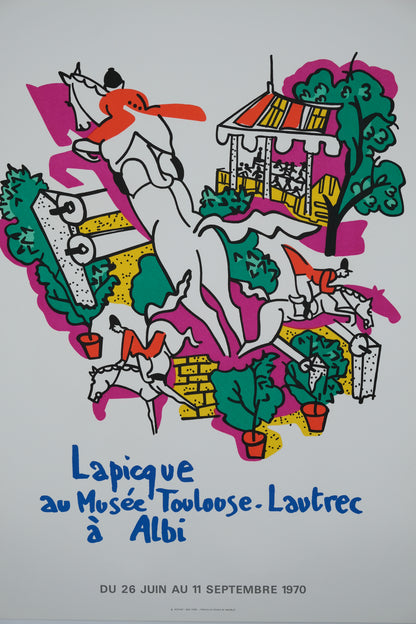 Charles LAPICQUE : Course Hippique - Lithographie originale