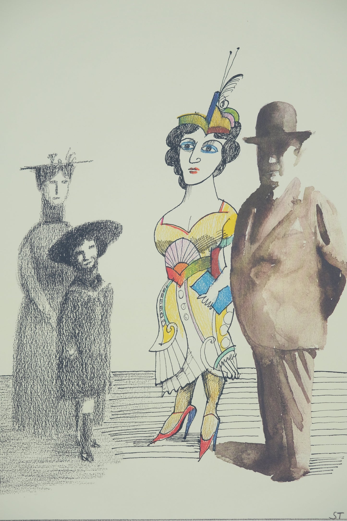 Saul STEINBERG :  Petit couple - Affiche originale signée
