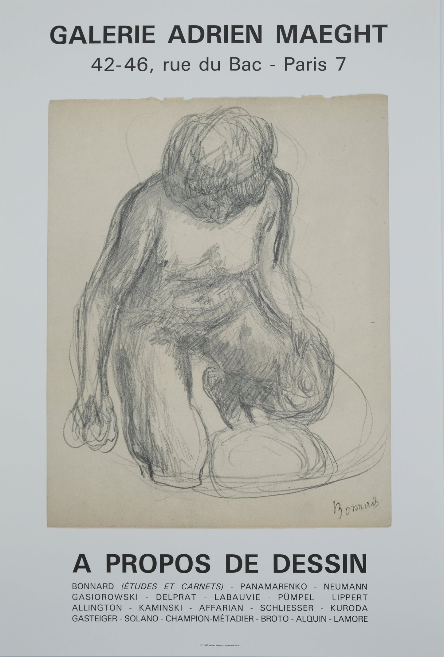 Pierre BONNARD : Femme nue agenouillée - Affiche originale signée