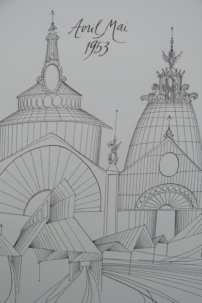 Saul STEINBERG : Gare de Milan - Lithographie originale