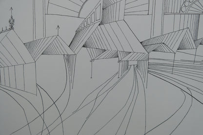 Saul STEINBERG : Gare de Milan - Lithographie originale