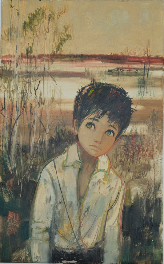 Jean Baptiste VALADIE : Le jeune garçon aux yeux verts - Huile sur toile