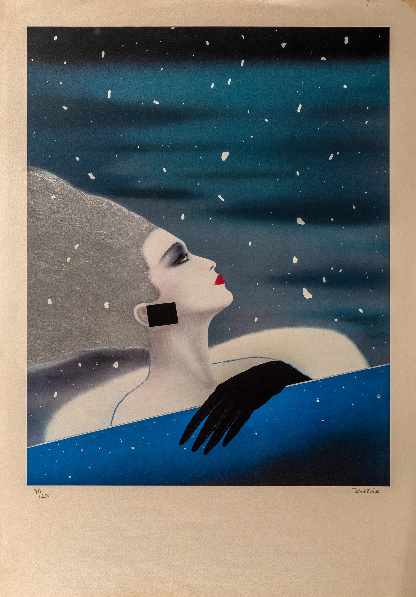 RAZZIA : Femme sous la neige - Lithographie originale signée
