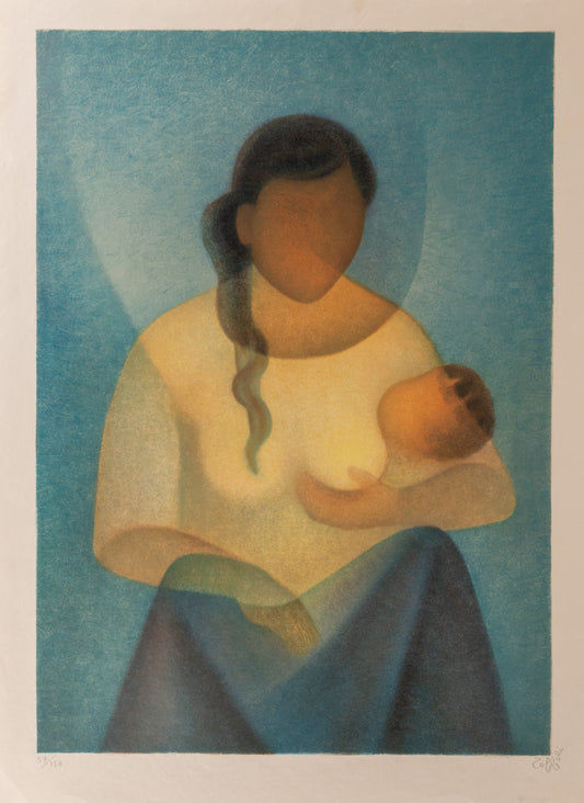 Louis TOFFOLI : Maternité sereine - Lithographie originale signée