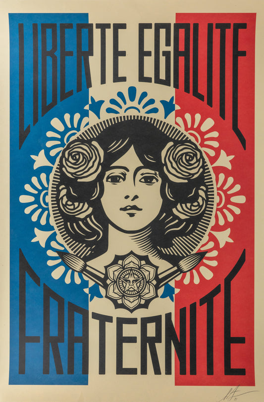 Shepard FAIREY (OBEY) : Liberté, Egalité, Fraternité - Lithographie originale signée