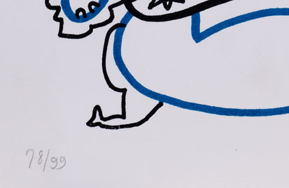 Charles LAPICQUE : Personnage bleu et noir - Lithographie originale signée