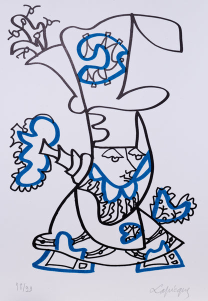 Charles LAPICQUE : Personnage au chapeau- Lithographie originale signée