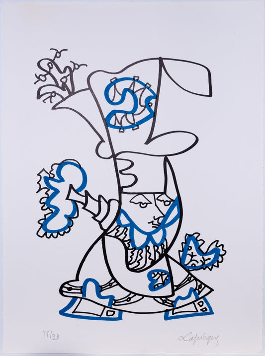 Charles LAPICQUE : Personnage au chapeau- Lithographie originale signée