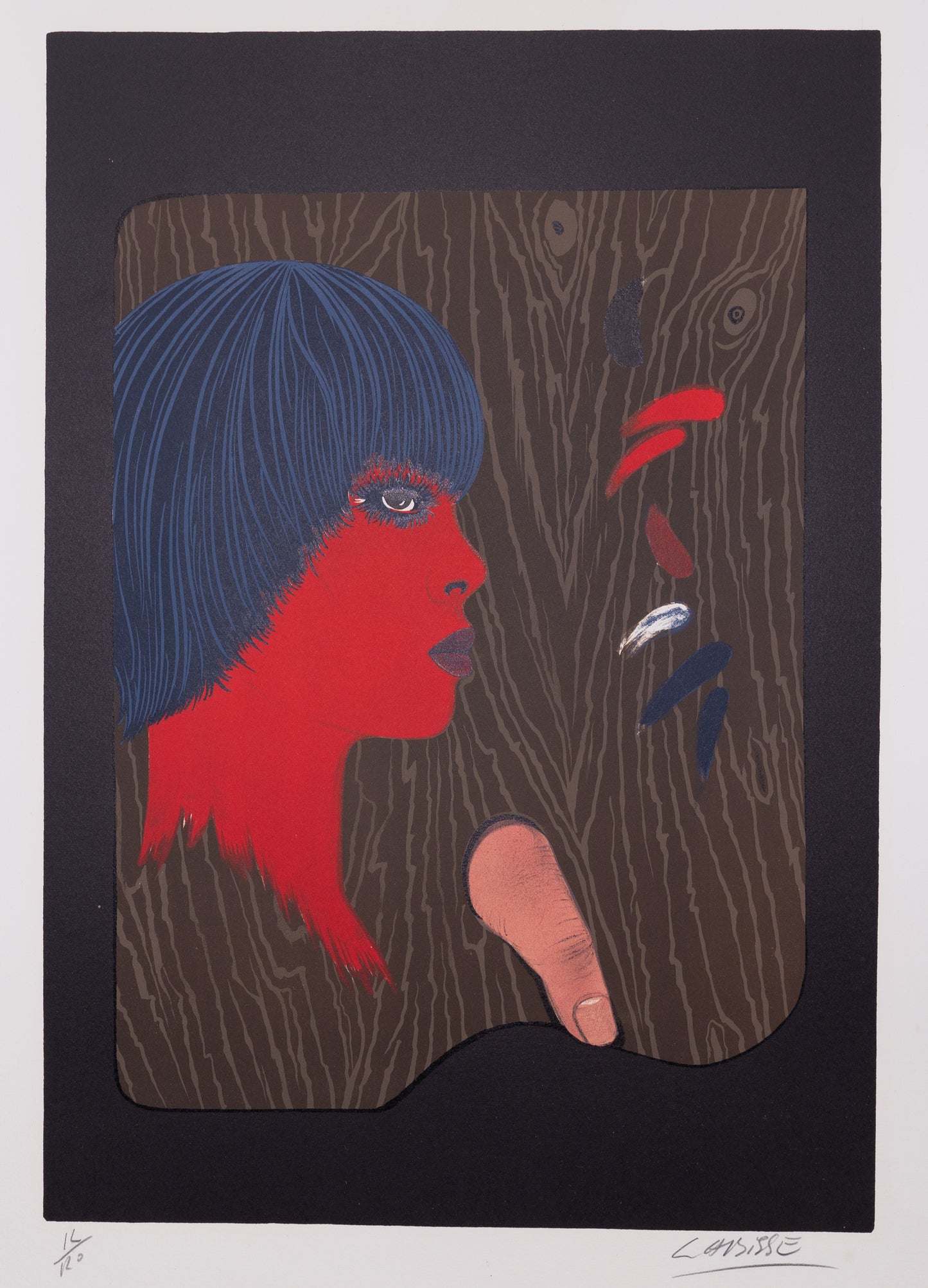 Félix LABISSE : Profil rouge - Lithographie originale signée