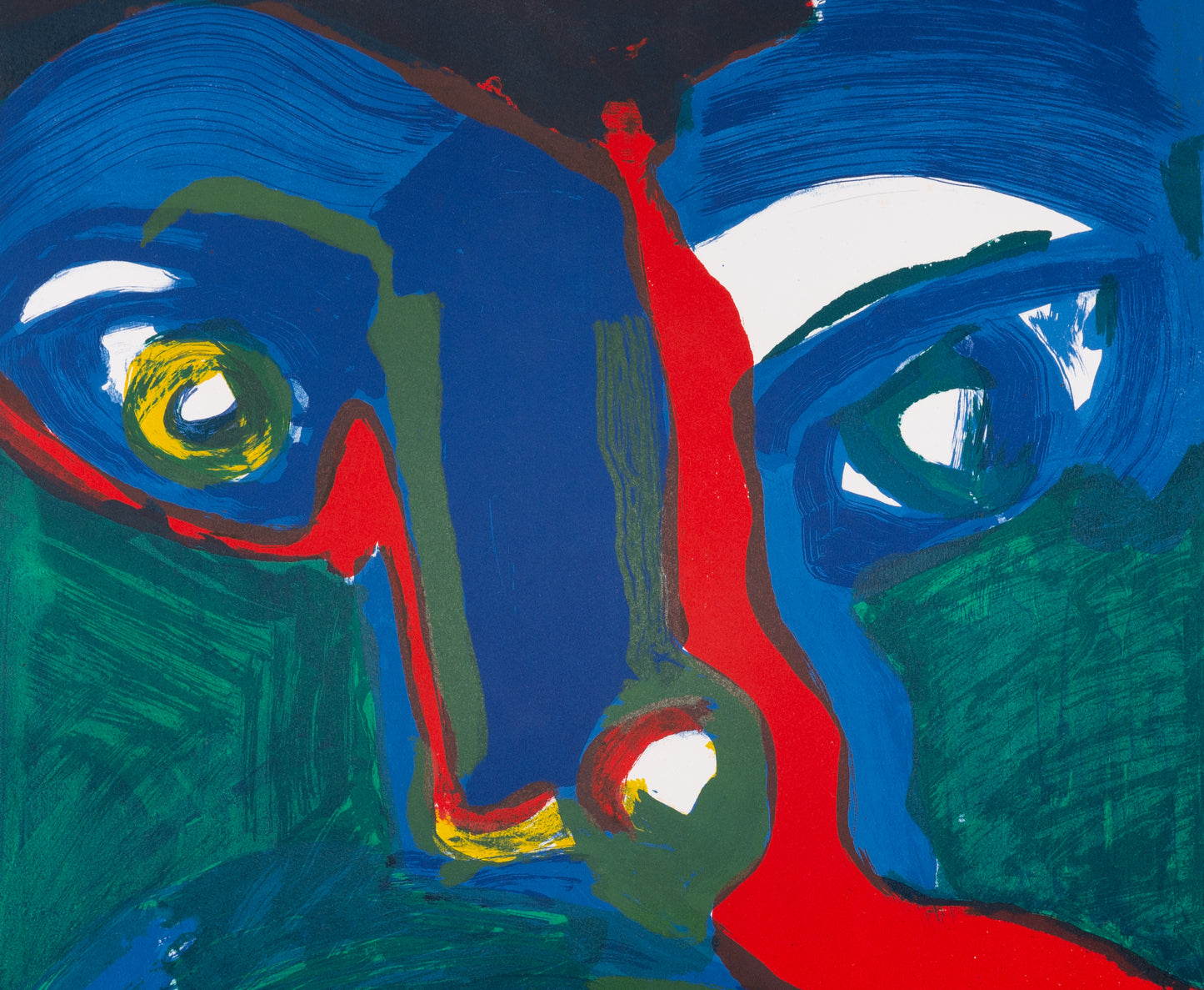 Bengt LINDSTROM : Visage en bleu - Lithographie originale signée