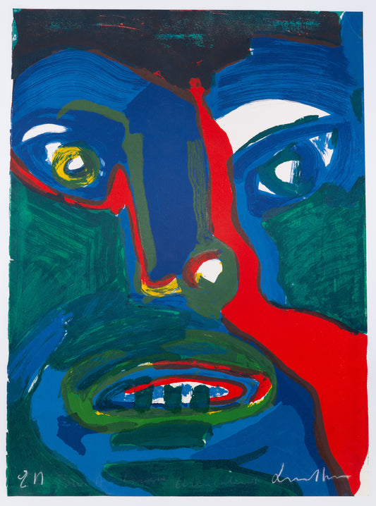 Bengt LINDSTROM : Visage en bleu - Lithographie originale signée
