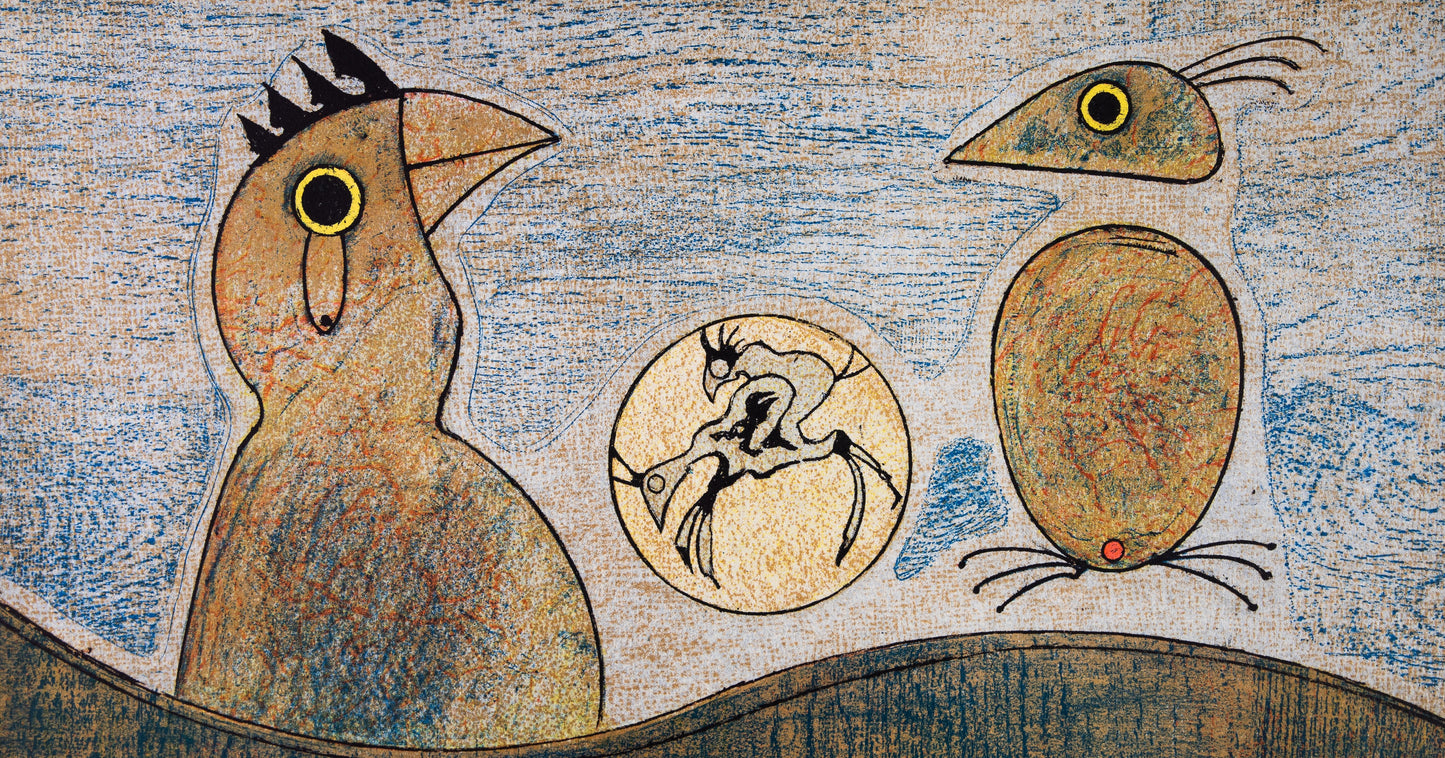 Max ERNST : Rêve surréaliste, les coqs - Lithographie originale signée