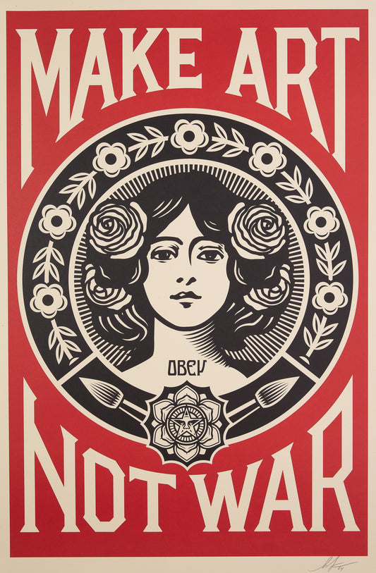 Shepard FAIREY (OBEY) : Make art not war - Lithographie originale signée