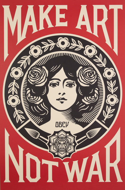 Shepard FAIREY (OBEY) : Make art not war - Lithographie originale signée