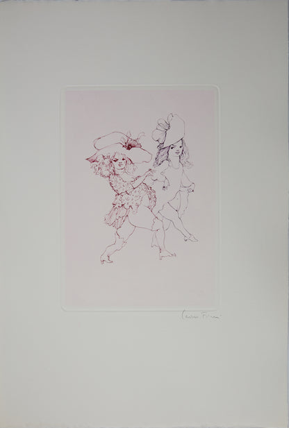 Léonor FINI : Les jeunes filles en promenade - Gravure originale signée