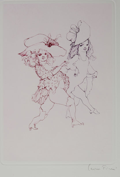 Léonor FINI : Les jeunes filles en promenade - Gravure originale signée