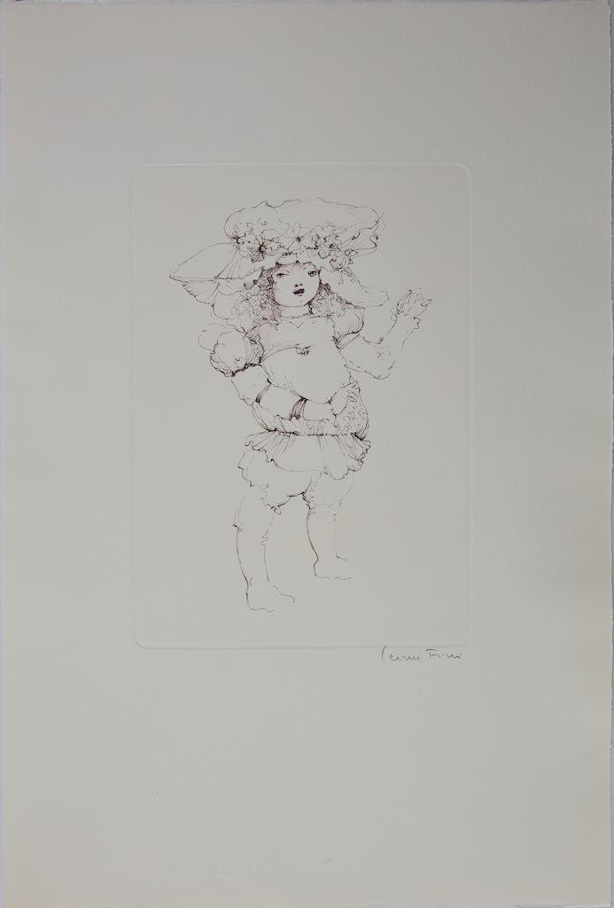 Léonor FINI : Jeune fille au chapeau - Gravure originale signée