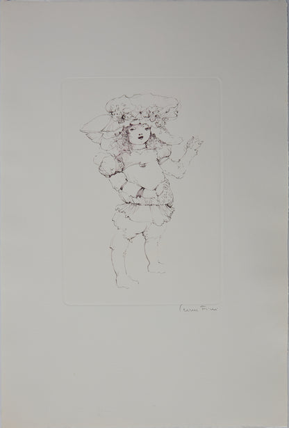 Léonor FINI : Jeune fille au chapeau - Gravure originale signée
