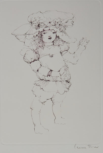 Léonor FINI : Jeune fille au chapeau - Gravure originale signée