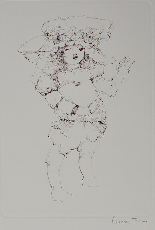 Léonor FINI : Jeune fille au chapeau - Gravure originale signée