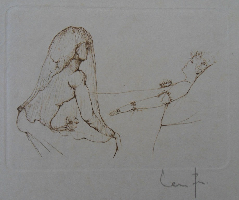 Léonor FINI : Au chevet - Gravure originale signée