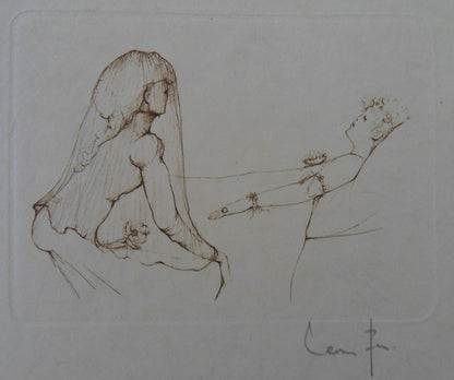 Léonor FINI : Au chevet - Gravure originale signée