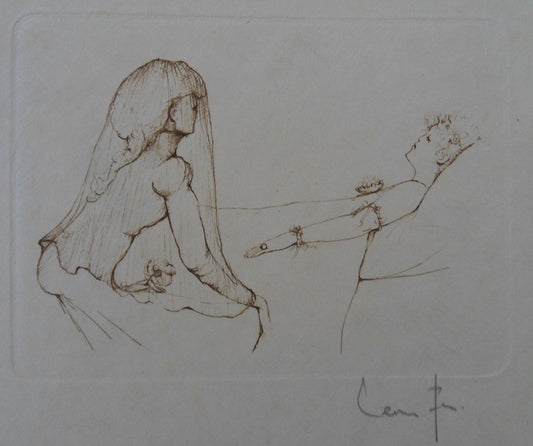 Léonor FINI : Au chevet - Gravure originale signée