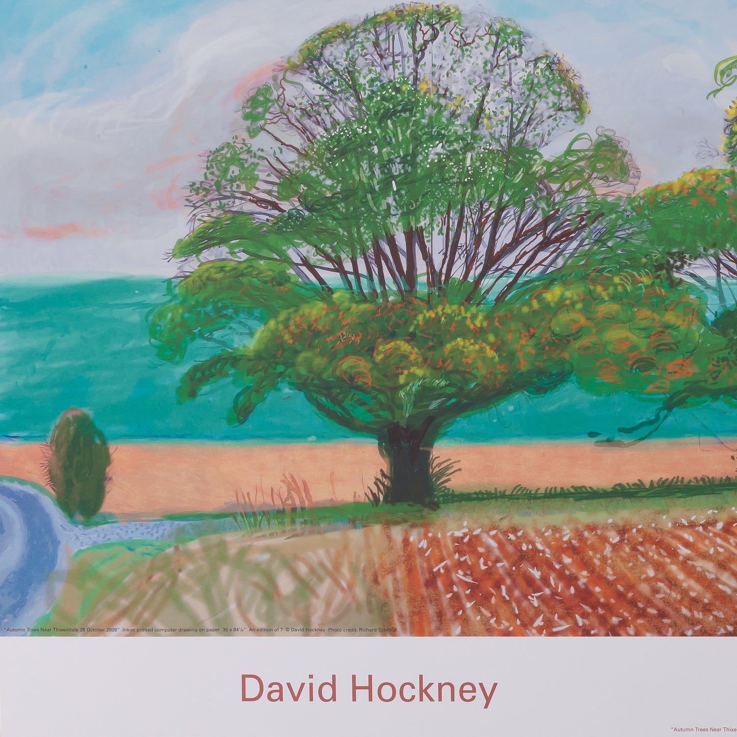 David HOCKNEY : L'automne à Thixendale - Affiche originale en couleurs