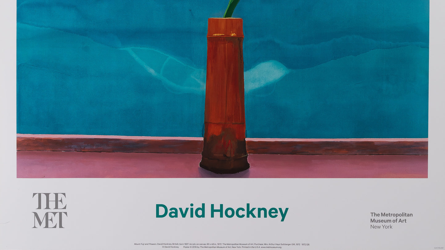 David HOCKNEY : Mount Fuji and Flowers - Affiche originale en couleurs