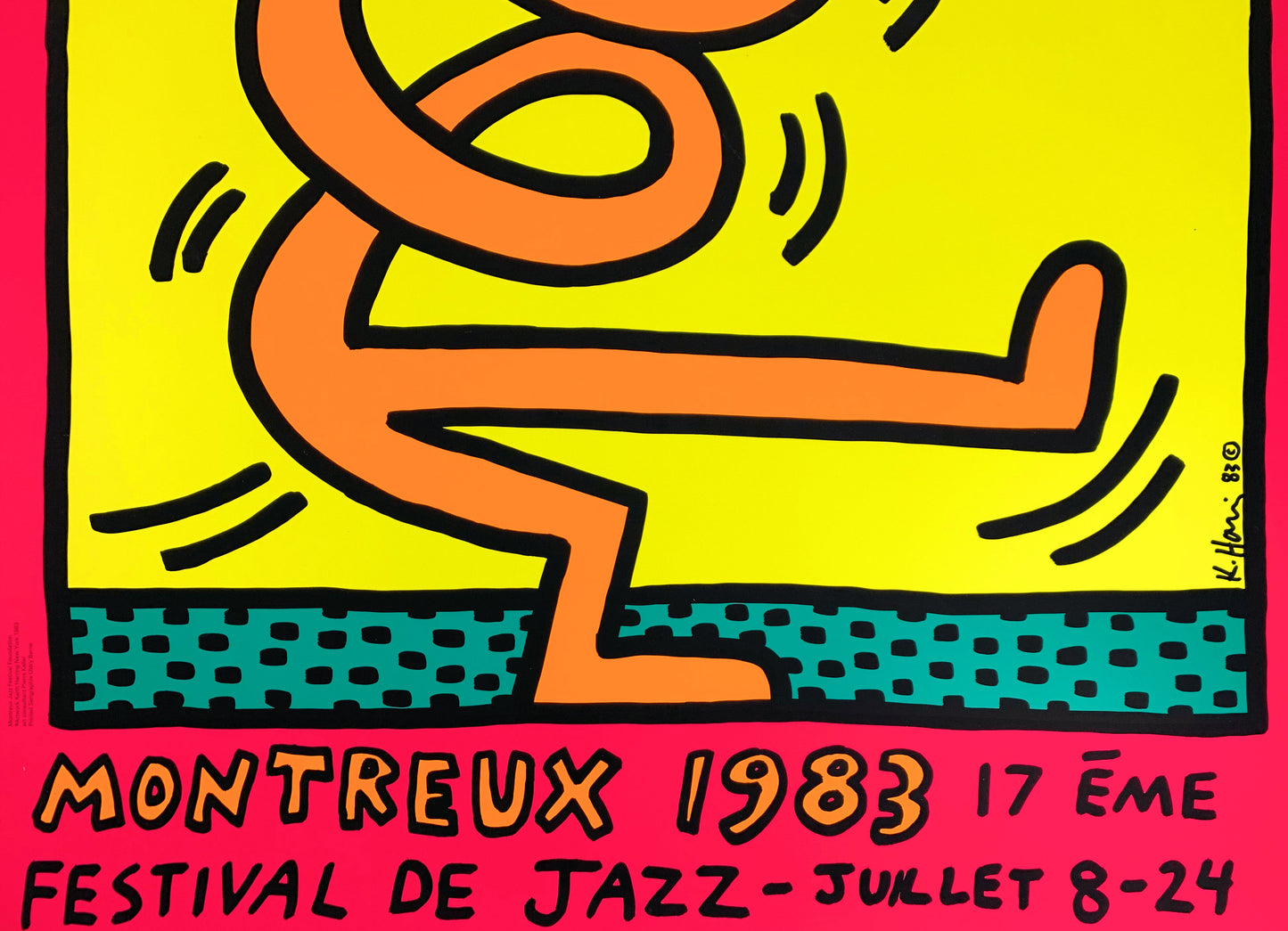 Keith HARING : Swing Pink - Montreux Jazz Festival - Sérigraphie originale signée