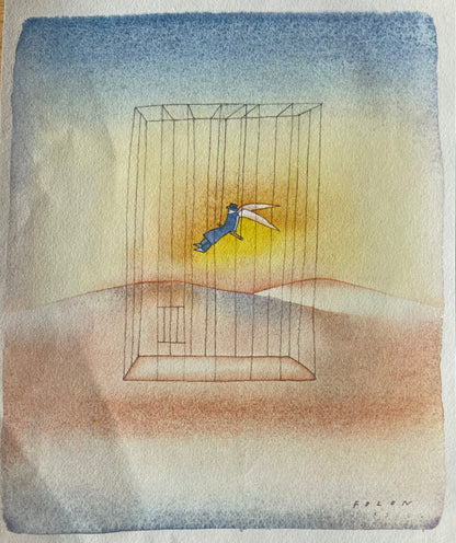 Jean Michel FOLON : La cage - Héliogravure signée