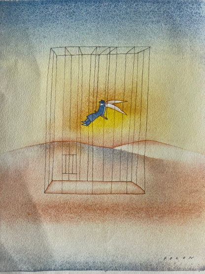 Jean Michel FOLON : La cage - Héliogravure signée