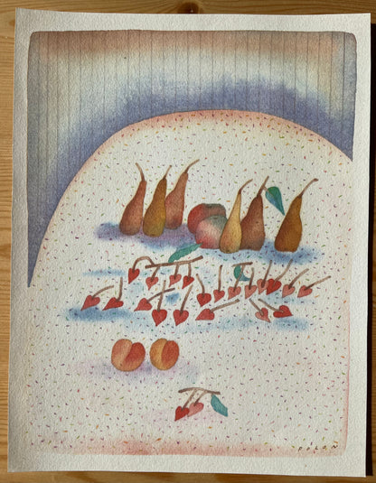 Jean Michel FOLON : Nature morte aux fruits - Héliogravure signée