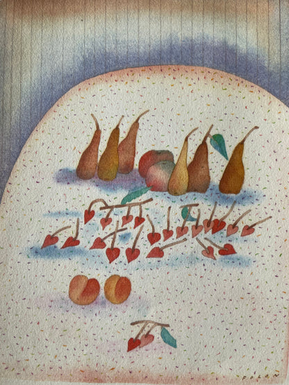 Jean Michel FOLON : Nature morte aux fruits - Héliogravure signée