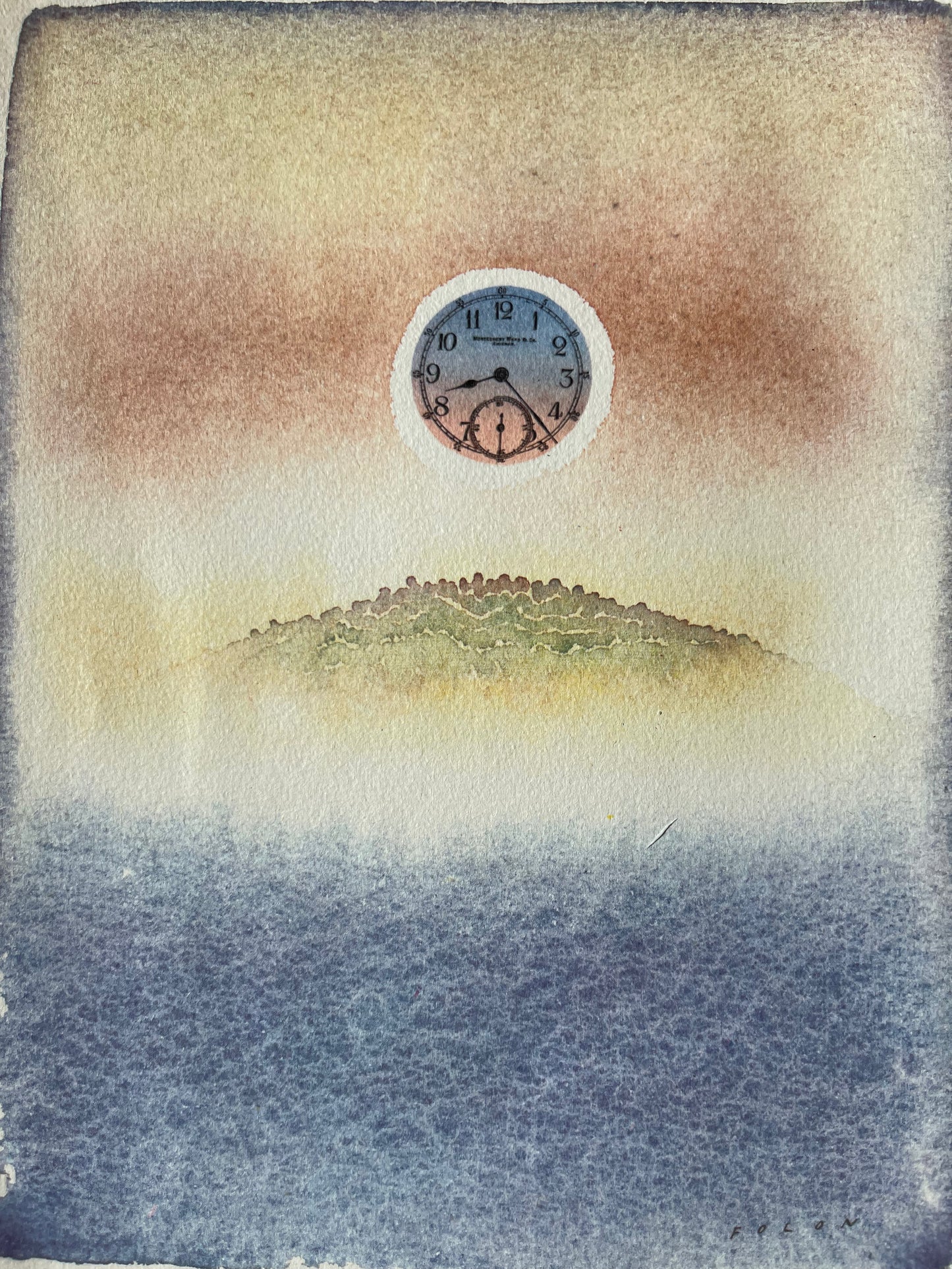 Jean Michel FOLON : L'horloge - Héliogravure signée