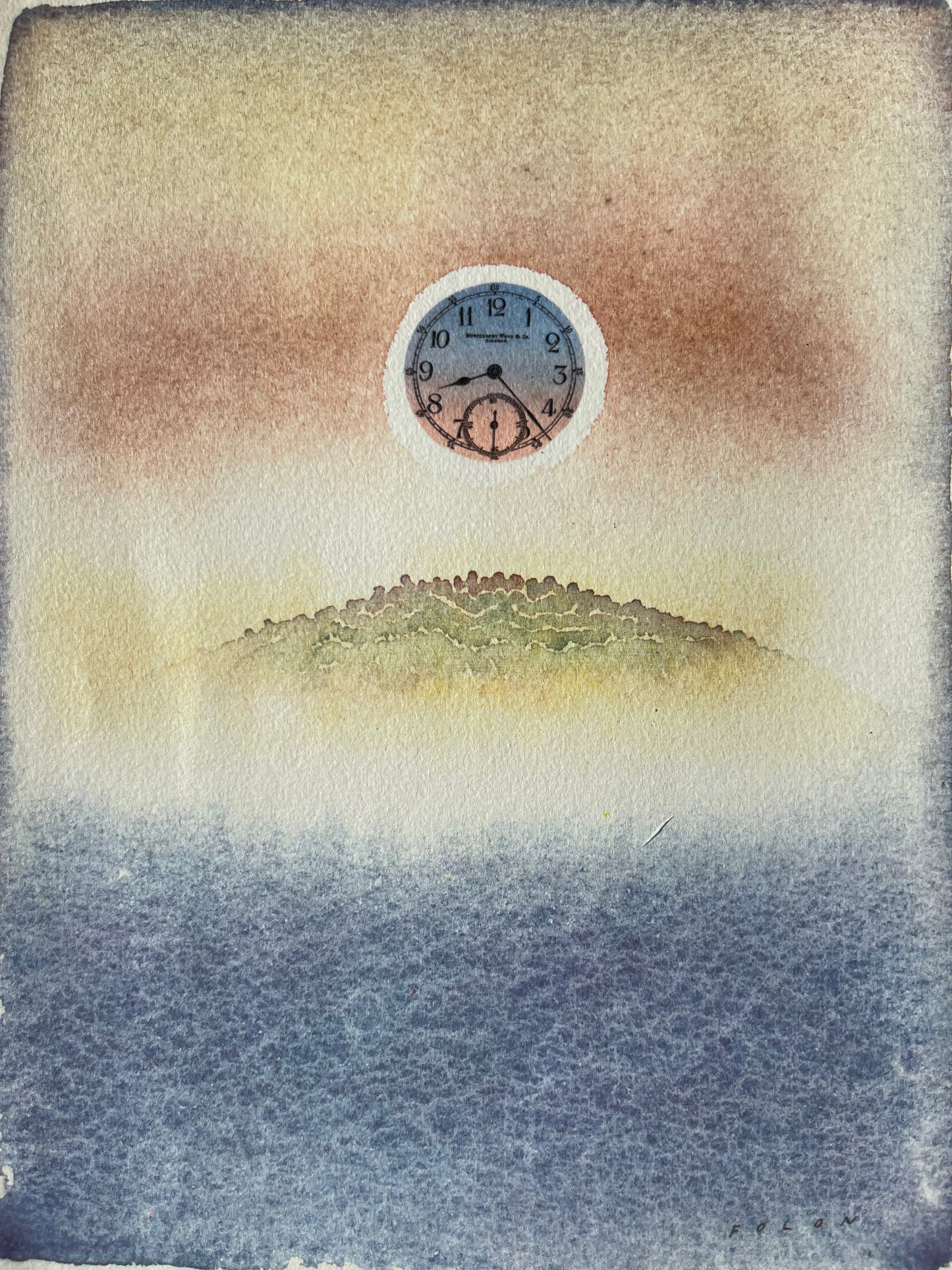 Jean Michel FOLON : L'horloge - Héliogravure signée