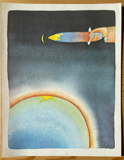 Jean Michel FOLON : La lune blessée - Héliogravure signée