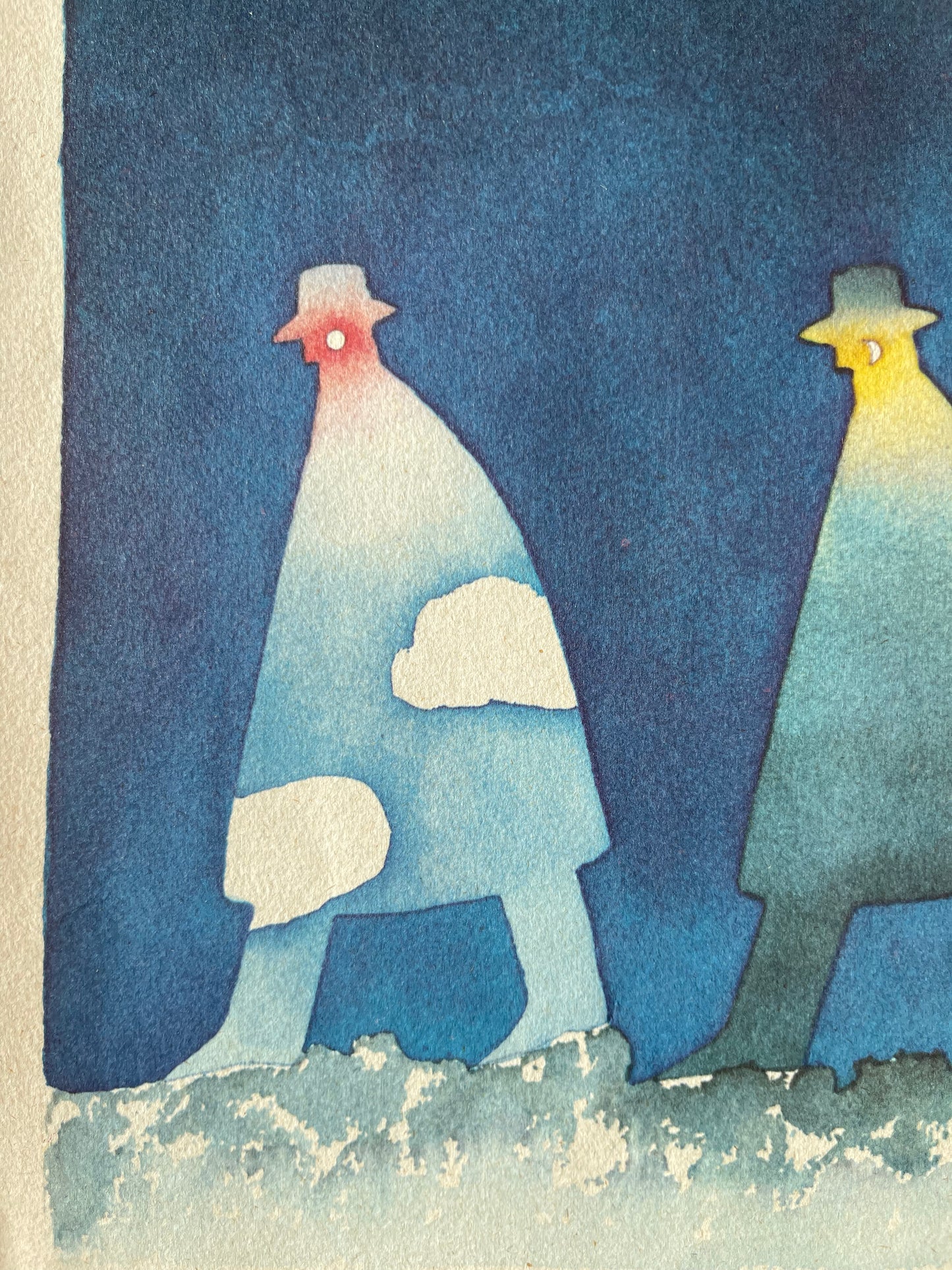 Jean Michel FOLON : La promenade nocturne - Héliogravure signée