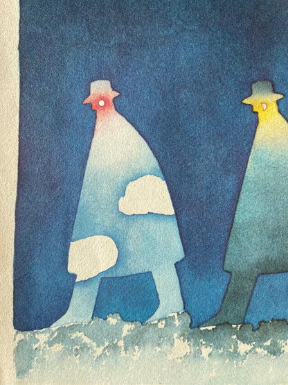 Jean Michel FOLON : La promenade nocturne - Héliogravure signée