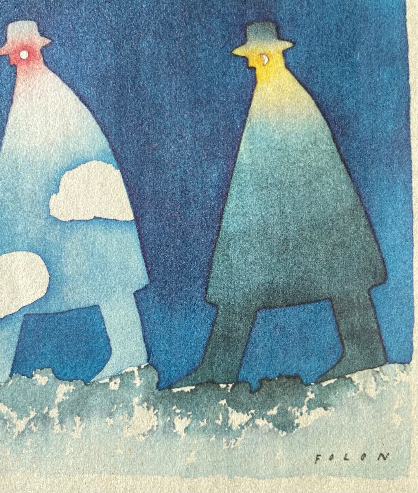 Jean Michel FOLON : La promenade nocturne - Héliogravure signée