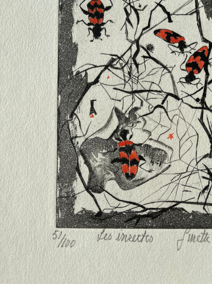 Ginette SEXER : Les insectes - Gravure originale signée