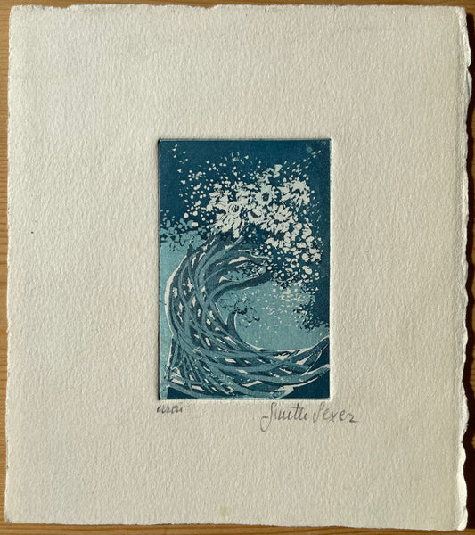Ginette SEXER : Vague de fleurs - Gravure originale signée