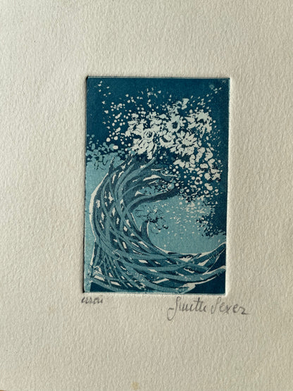 Ginette SEXER : Vague de fleurs - Gravure originale signée