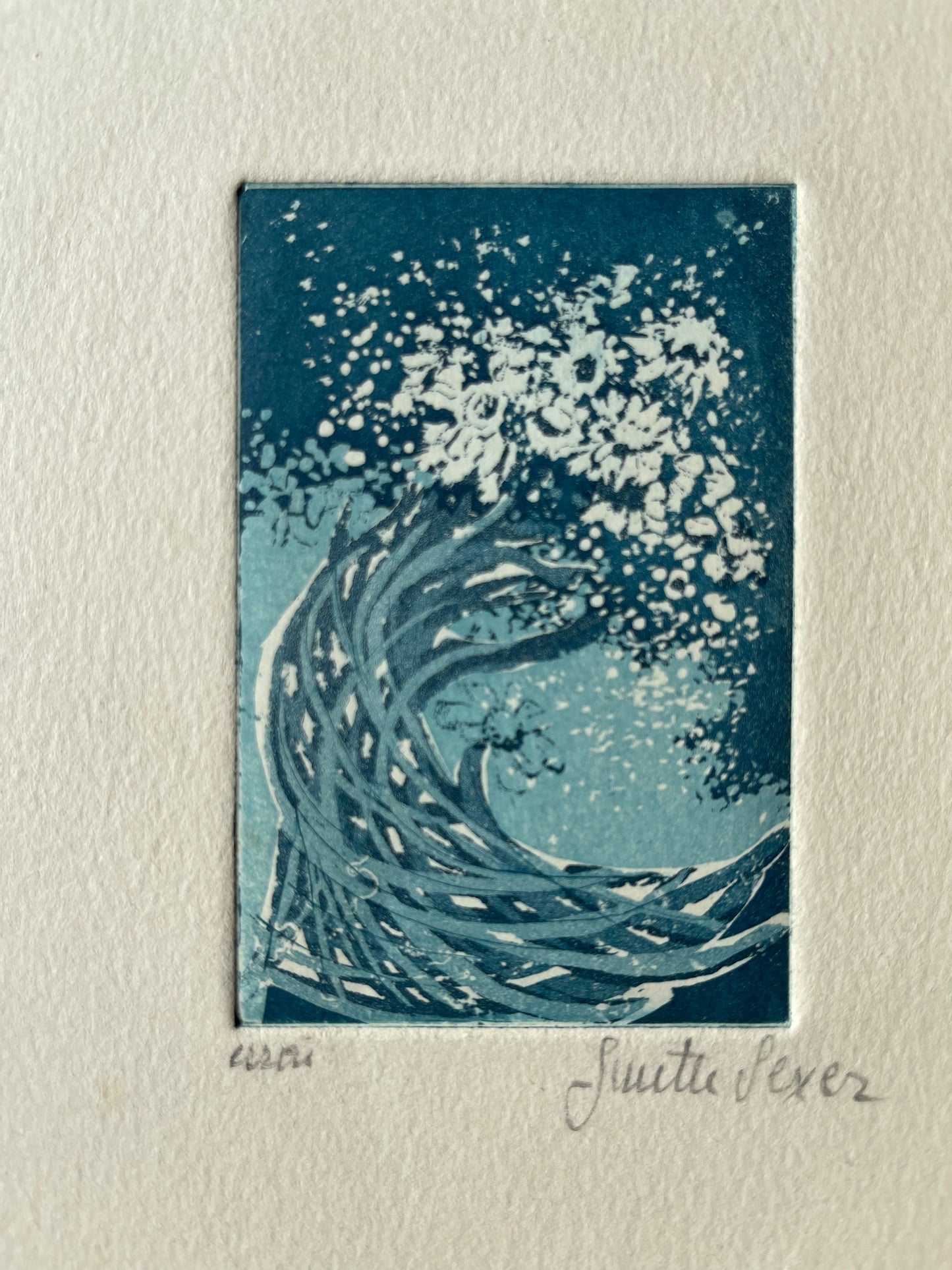 Ginette SEXER : Vague de fleurs - Gravure originale signée