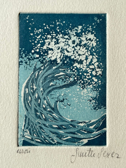 Ginette SEXER : Vague de fleurs - Gravure originale signée