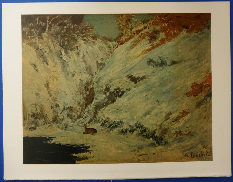 Gustave COURBET : Paysage de neige dans le Jura - Lithographie signée