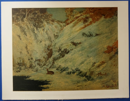 Gustave COURBET : Paysage de neige dans le Jura - Lithographie signée