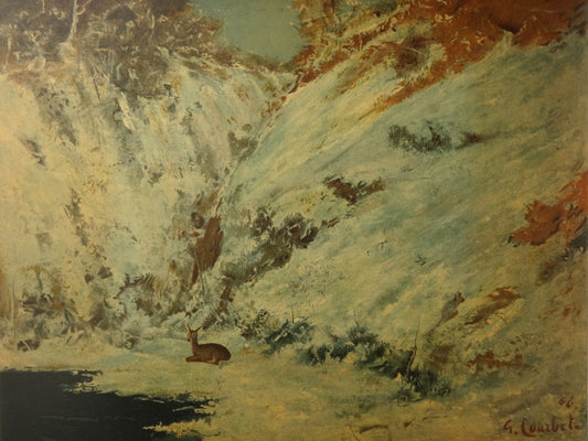 Gustave COURBET : Paysage de neige dans le Jura - Lithographie signée