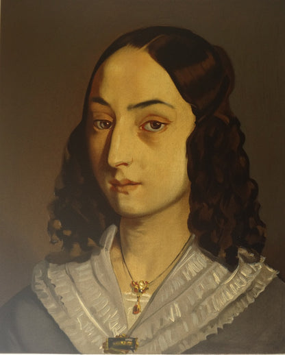 Jean François MILLET : Jeune femme au buste - Lithographie en couleurs