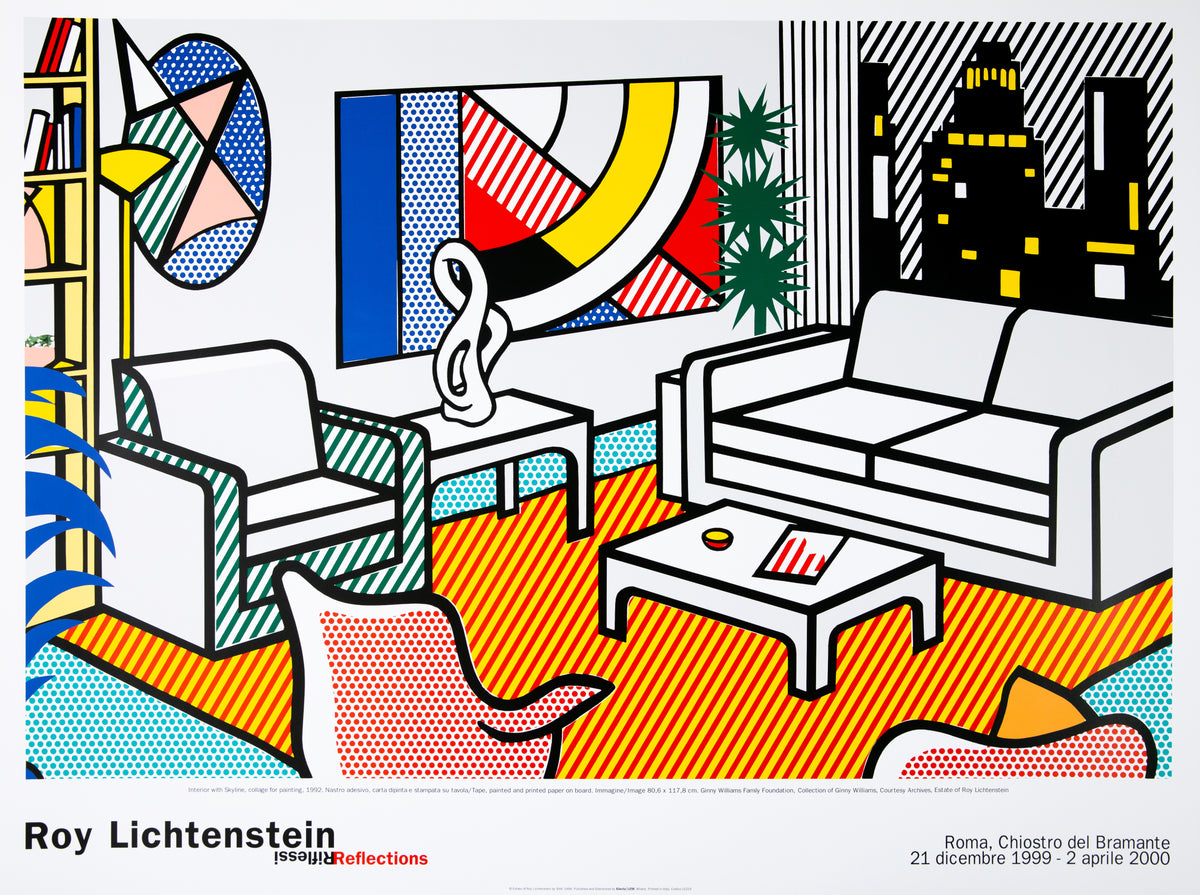 Roy LICHTENSTEIN : Interior with Skyline - Affiche